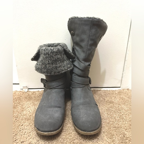MOVE OUT SALE - 
Grey Fold-Over Boots - Picture 2 of 2